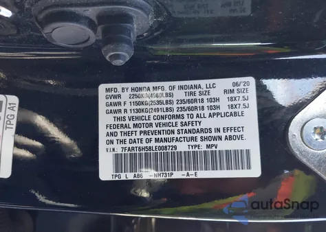2020 Honda Cr-V Hybrid Ex z USA, uszkodzony, nr VIN 7FART6H58LE008729
